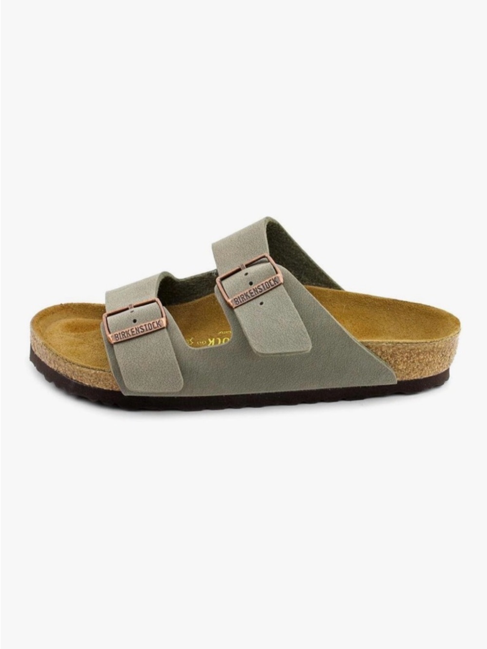 Unisex Birkenstock Arizona Two-Strap Sandal in Light Olive Green/Grey - Picture 2 of 6